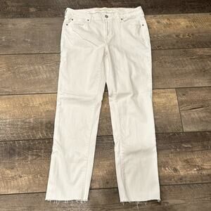 Eddie Bauer Slightly Curvy White Straight Raw Hem Jeans Size 12T